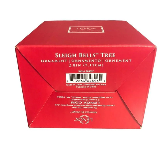 LENOX "Sleigh Bells Tree" Porcelain Gold Trim Christmas Xmas Tree Ornament - Picture 2 of 5